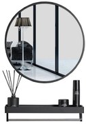 Oglinda rotunda cu raft Culoare negru, BREDO Ø70 cm