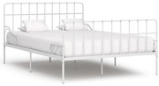 vidaXL Cadru de pat cu bază din șipci, alb, 120 x 200 cm, metal