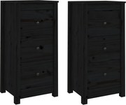 vidaXL Servante, 2 buc., negru, 40x35x80 cm, lemn masiv de pin