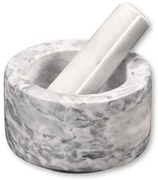 Kesper 71505 Mortier de marbre avec pilon, blanc,diamètre 13 cm