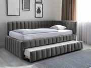 Pat tapițat COMFINO VELVET cu pat suplimentar 120x200 cm gri