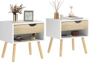 HOMCOM Noptiere Moderne cu Sertar și Raft, Design Modern și Funcțional, Ideal pentru Cameră de Dormit, Albastru | Aosom Romania