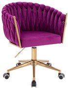 HR750K Scaun Fucsia din Catifea cu Bază Aurie