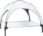 vidaXL Pat pentru câini Manual Gri argintie 90 x 81 x 80,5 cm Oțel