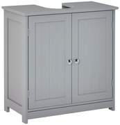 kleankin Mobilier baie sub chiuvetă - mobilier sub-vasă - dulap 2 uşi cu raft 60L x 30l x 60H cm - din lemn Gri | Aosom Romania