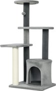PawHut Ansamblu de joacă pentru pisici, multe niveluri cu stâlpi de sisal și Căsuță, 104cm,  Gri | Aosom Romania