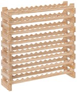 HOMCOM Raft din Lemn de Molid, Dulap pentru 96 Sticle cu 8 Rafturi, Greutate Maximă 100 kg, 114x28x113,5 cm, Lemn Natural | Aosom Romania