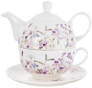 Set pentru ceai alb-mov din porțelan Louka – Orion