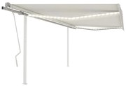 vidaXL Copertină retractabilă manual, cu LED, crem, 4x3,5 m