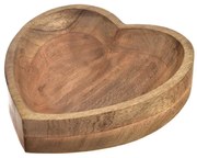 Bol decorativ din lemn de mango InDecor Heart, 25x 25 x 7 cm, L