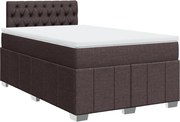 vidaXL Pat box spring cu saltea, maro închis, 120x200 cm, textil