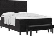 vidaXL Pat cu arcuri cu saltea cu headboard Negru 140 x 190 cm Catifea