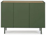 Comodă verde joasă cu aspect de lemn de stejar 110x85 cm Arista – Teulat