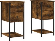 vidaXL Noptiere, 2 buc., stejar fumuriu, 32x42x70 cm, lemn compozit