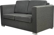 vidaXL Canapea cu 2 locuri, gri închis, material textil