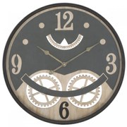 Ceas decorativ negru/maro din MDF si metal, ∅ 67 cm, Gear Mauro Ferretti