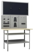 vidaXL Banc de lucru cu trei panouri de perete și un dulap