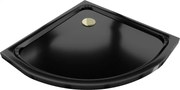 Mexen Flat tăviță de duș semi-rotundă slim 70 x 70 cm, negru, sifon auriu - 41707070G