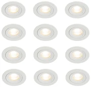 Set de 12 spoturi incastrate rotunde albe GU10 50mm IP44 - Xena