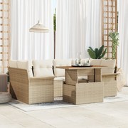 vidaXL Set de canapele pentru grădină cu pernă 7 pcs bej și crem