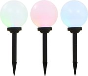 vidaXL Lămpi solare de exterior cu LED, 3 buc, 20 cm, RGB, sferic