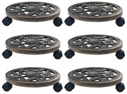 vidaXL Suporturi de plante cu role, 6 buc., bronz, 30 cm, plastic