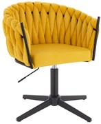 HR750CROSS Scaun Galbenă din Catifea cu Bază Neagră