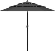 vidaXL Umbrelă de grădină 3 niveluri, stâlp aluminiu, antracit, 2,5 m