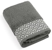 Prosop Bellatex frotir cu broderie, gri închis, 70 x 140 cm