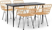 vidaXL Set mobilier de grădină, 5 piese, poliratan