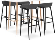 vidaXL Set mobilier de bar, 5 piese, alb și gri