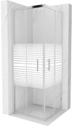 Mexen Rio cabina de duș pătrată 70 x 70 cm, dungi albe, crom - 860-070-070-01-20