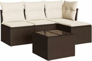 vidaXL Set canapele de grădină cu perne, 5 piese, maro, poliratan