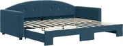 vidaXL Pat de zi cu extensie, albastru, 90x200 cm, catifea
