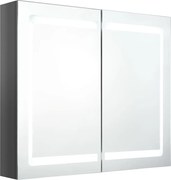 vidaXL Dulap de baie cu oglindă și LED, gri strălucitor, 80x12x68 cm