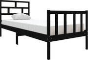 vidaXL Cadru de pat mic single, negru, 75x190 cm, lemn masiv de pin