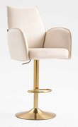 HR280W Scaun Crem din Catifea cu Bază Aurie