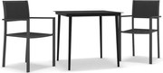vidaXL Set mobilier de grădină, 3 piese, negru