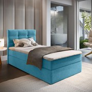 Pat boxspring tapițat GLORIEN VELVET 90x200 cm albastru Saltea: Saltea cu arcuri Bonell