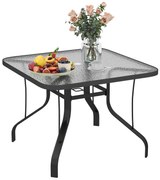 Outsunny Masă de Grădină pentru 4 Persoane cu Gaură pentru Umbrelă Ø54 mm, 96,5x96,5x70 cm, Negru | Aosom Romania