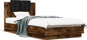 vidaXL Cadru de pat cu tăblie stejar fumuriu 100x200 cm lemn prelucrat