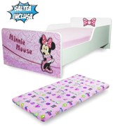 Patut Fetita Start Minnie 2-8 ani, cu saltea SafeNest 140x70x6 cm cu lana PC-P-MOK-MIN-70