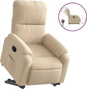 vidaXL Fotoliu rabatabil electric cu ridicare, crem, microfibră