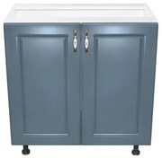 Corp inferior cu 2 usi 80 cm Zebra, Alba/MDF Albastru, fara blat 80 x 82 x 50