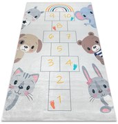 BAMBINO 43092 covor lavabil Animale, hopscotch pentru copii anti-alunecare - gri / galben