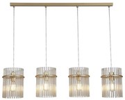 Lustra suspendata metal auriu, tije din sticla Swizzle 4L