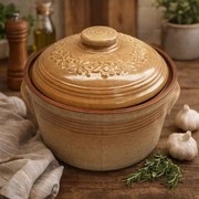 Oala Ceramica pentru Sarmale si Fripturi, Glazurata, Rotunda, 7 Litri