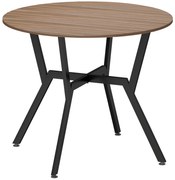 HOMCOM Masă Rotundă de Sufragerie pentru 2 Persoane cu Suport în X, Masă Modernă din Lemn și Oțel, Ø90x76 cm, Maro | Aosom Romania