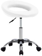 vidaXL Scaun de lucru pivotant, alb, piele ecologică