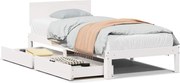 vidaXL Cadru de pat cu sertare, alb, 75x190 cm, lemn masiv de pin